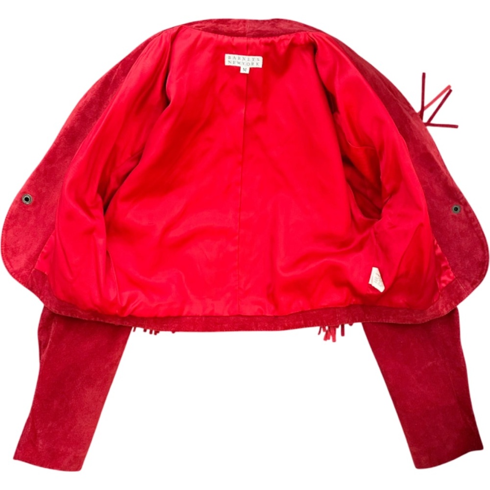 Vintage Barneys New York Red Suede Fringe Western Jacket Size M - Picture 5 of 14
